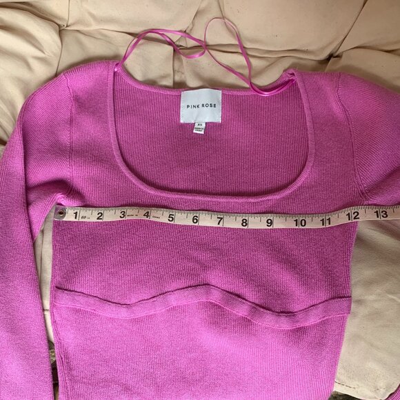 Pink Rose Long Sleeve Bodycon Pullover Top Sz XS - Picture 11 of 14